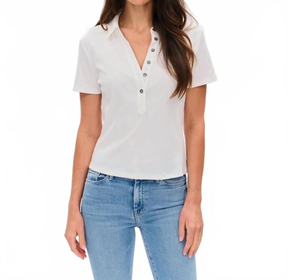 NEW SIX/FIFTY simone ribbed polo in white